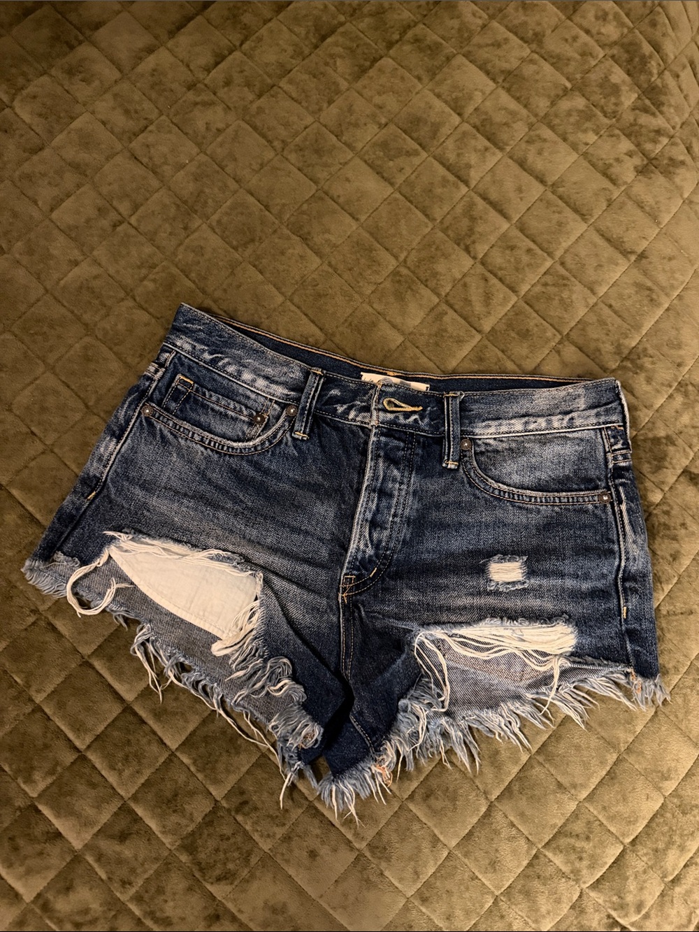 We the Free Denim Distressed Frayed Hem Women's Shorts - Blue